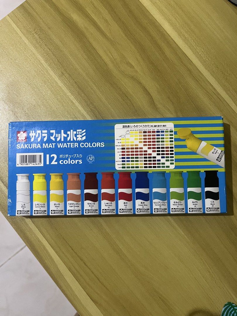Sakura Mat Water Colors 12 Colors Set (Category: Craft Supplies & Tools) located in Santa Rosa. Submitted by aksgirl (Listing ID 1461817443, Image 1). Description: - Sakura Mat Water Colors Set - Includes 12 tubes of paint (12ml each) - Wide range of colors for various art projects - Ideal for students and hobbyists - Made in Japan.