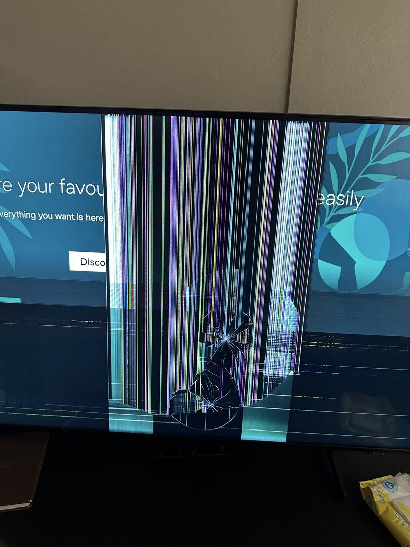 Samsung TV Screen Cracked (Category: TV) located in Pasig City. Submitted by hamaeomma (Listing ID 1461804665, Image 1). Description: - Samsung TV for sale - Condition: For parts or repair - Screen has visible cracks and vertical lines - Please review photos carefully to assess damage - Sold as is, no returns - Feel free to ask any questions.
