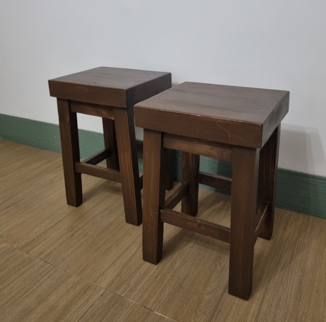 Set of 2 Wooden Stools (Category: Chairs) located in Quezon City. Submitted by rusticwood8 (Listing ID 1461812375, Image 1). Description: - Set of 2 wooden stools - Rich dark brown color - Sturdy solid wood construction - Ideal for extra seating or as a footrest - Compact and easy to move - Suitable for any room in your home.