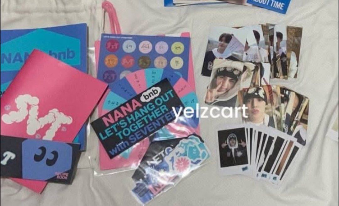 SEVENTEEN NANA BNB KIT SET (Category: K-Wave Merchandise) located in Bulacan. Submitted by yelzcart (Listing ID 1461953257, Image 1). Description: WTS LFB PH #yelzcart SEVENTEEN NANA BNB KIT SET ⸝⸝.ᐟ ₱2,100 set | ₱1,950 if PAYO ⸝⸝.ᐟ unsealed; good condi ⸝⸝.ᐟ no dino pocas + pola ⸝⸝.ᐟ DOP: ➵ PRIO PAYO or 2 weeks dop.