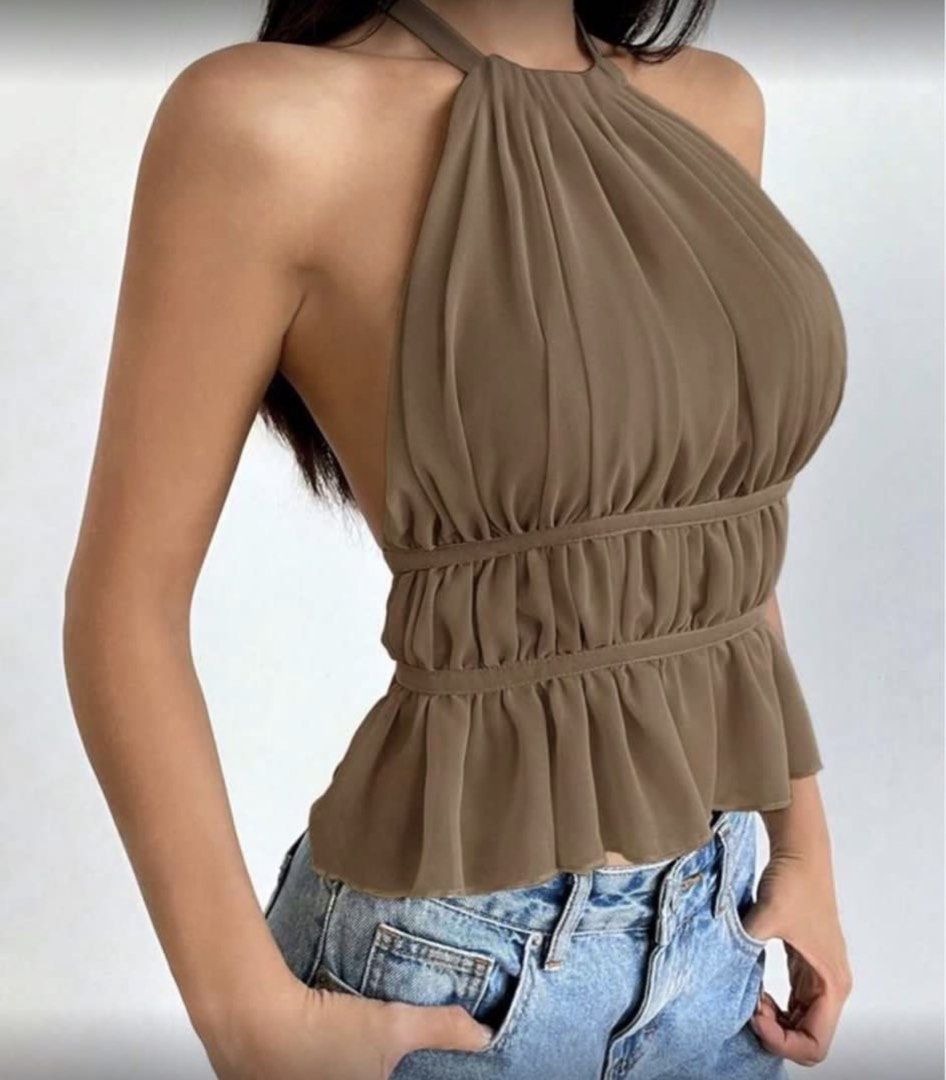 SHEIN Backless Halter Top (M) (Category: Sleeveless) located in San Pedro. Submitted by britzcloset (Listing ID 1461966325, Image 2). Description: Never worn.