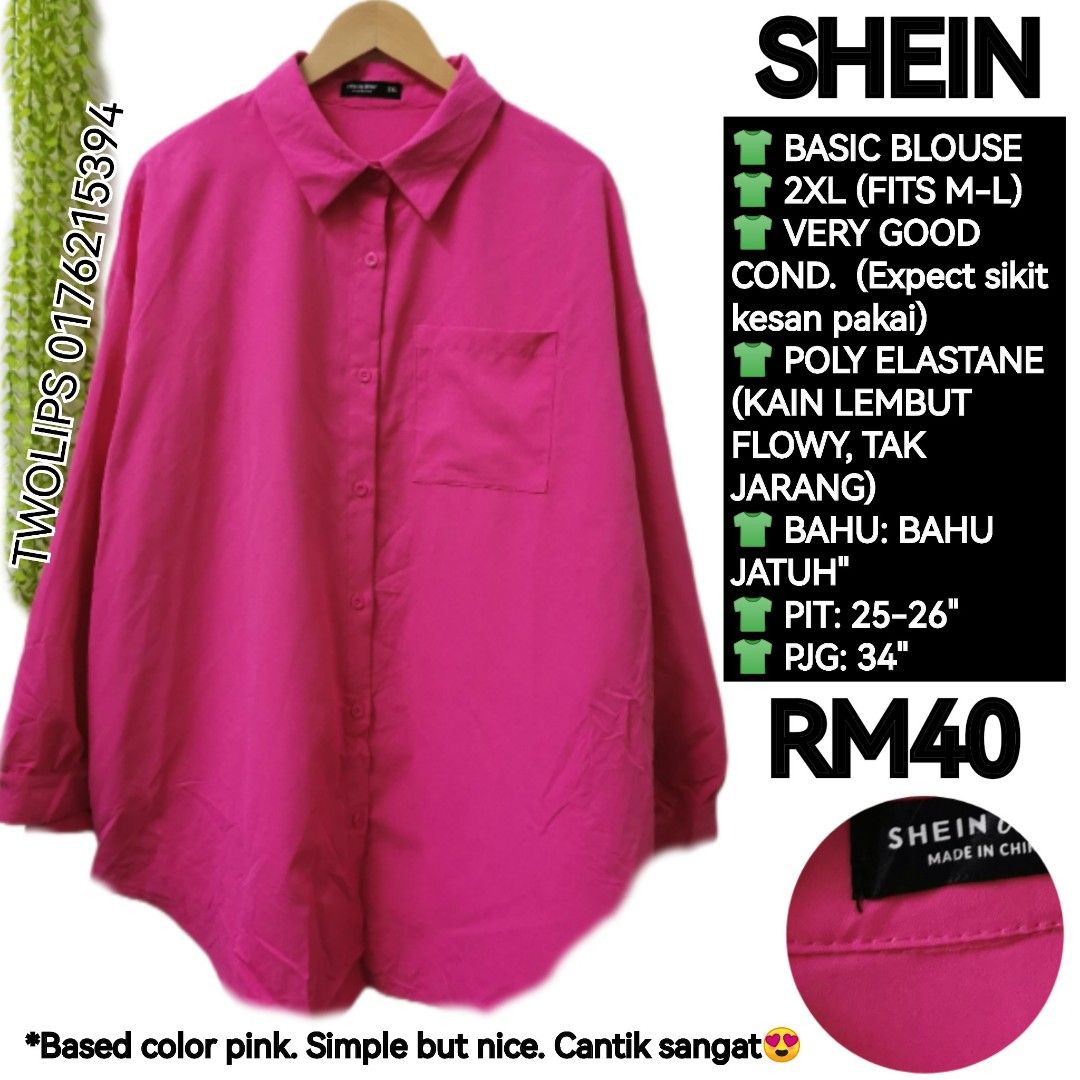 SHEIN BASIC BLOUSE (Category: Blouses) located in Sepang. Submitted by twolips.wardrobe (Listing ID 1461801903, Image 1). Description: FREE POSTAGE SEMENANJUNG ✔️ SS POSTAGE + RM15 ❤️❤️❤️❤️❤️❤️❤️❤️ PLEASE BACA SEBELUM BELI: ❤️ ADA 7 OWNER BAJU DALAM NI. 2 admin ❤️ BAJU DARI PELBAGAI SOURCES (ada new item/ warehouse sale/ custom/preloved / yang tak berkenan beli kat seller lain pun akan diletgo semula di sini, etc) ❤️ TAK SESUAI UNTUK FUSSY BUYER.