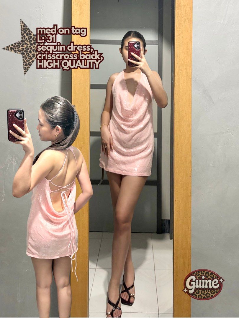 SHEIN MISSGUIDED Sequin Drape Neck Mini Dress (Category: Dresses) located in Cabuyao City. Submitted by guine_ (Listing ID 1461802020, Image 1). Description: .