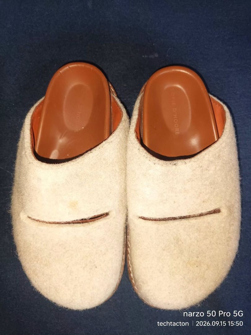 SOFIE D'HOORE Flora Felted Wool Slides - Cocoa (Category: Slippers & Slides) located in Santo Tomas. Submitted by pickers_corner (Listing ID 1461902814, Image 3). Description: Sofie D'Hoore Flora Felted Wool Slides — Cocoa Womens size 36 or US 5 very good condition minimal heel drag and minor stain - Sofie D'Hoore Flora Felted Wool Slides - Color: Cocoa - Size: 36 or US 5 - Material: Felted Wool with Leather Sole - Perfect for lounging or quick e