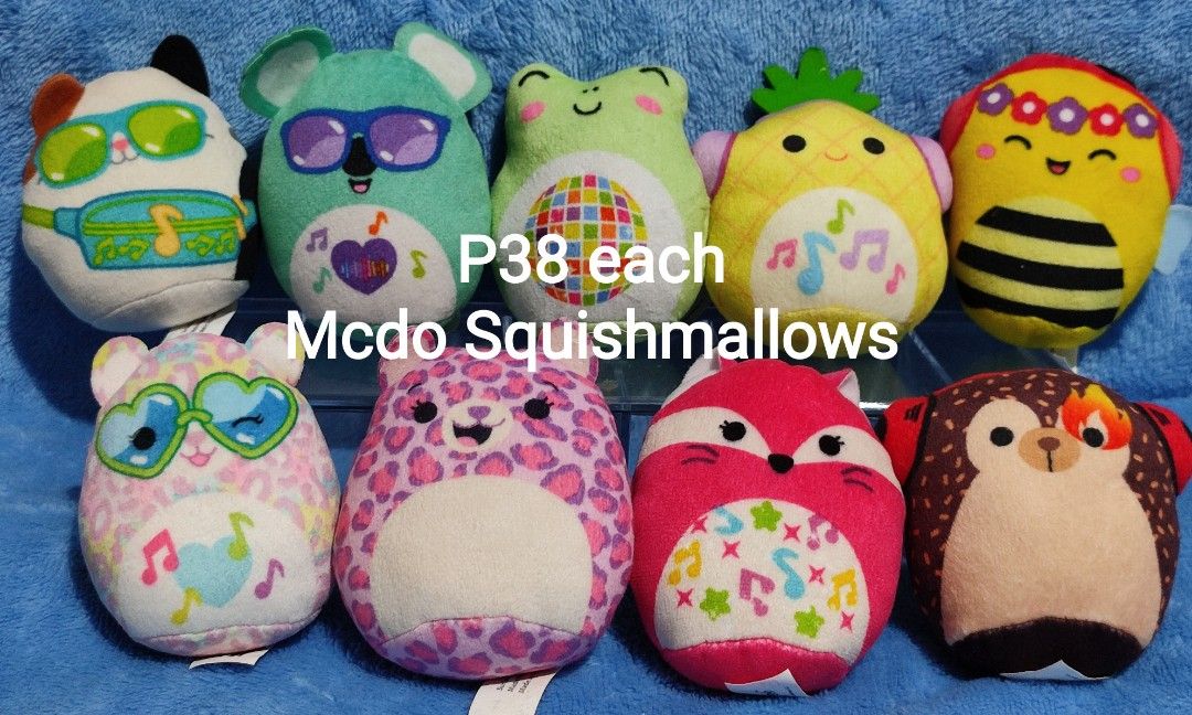 Squishmallows Plush Toys - Various Characters (Category: Plushies & Soft Toys) located in Baguio. Submitted by abigailmyra (Listing ID 1457871682, Image 2). Description: Php 38 each without paper tag Php 45 each WITH paper tag Php 55 each with box Php 85 for original squishmallow 5 inches SQUISHMALLOWS from Mcdo duplicates available loc:Baguio-CAR.