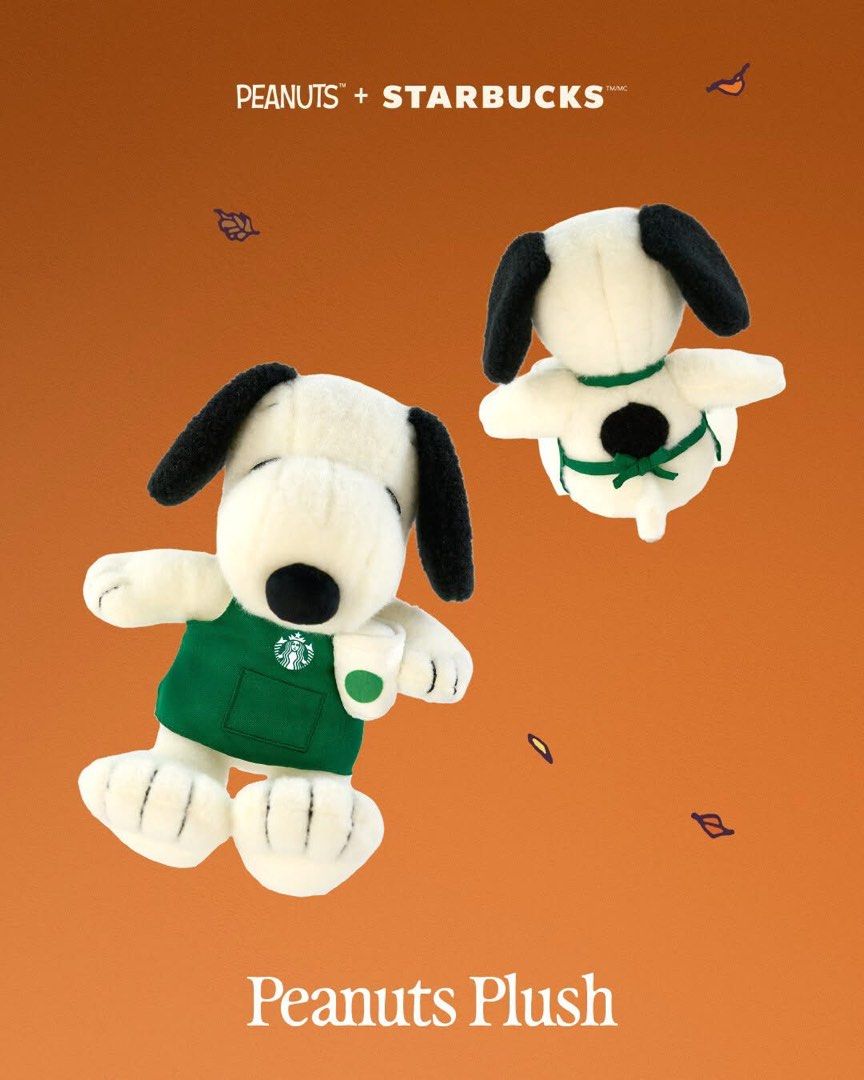 Starbucks x Peanuts Snoopy Plush Toy with Box (Category: Plushies & Soft Toys) located in Manila. Submitted by hemnl (Listing ID 1461863037, Image 3). Description: - Authentic Starbucks x Peanuts collaboration plush. - Adorable Snoopy character. - Comes brand new in its original, unopened box. - Snoopy is dressed in a green barista apron. - Holding a miniature Starbucks coffee cup. - Box features charming fall leaf illustrations. - Ideal gift for