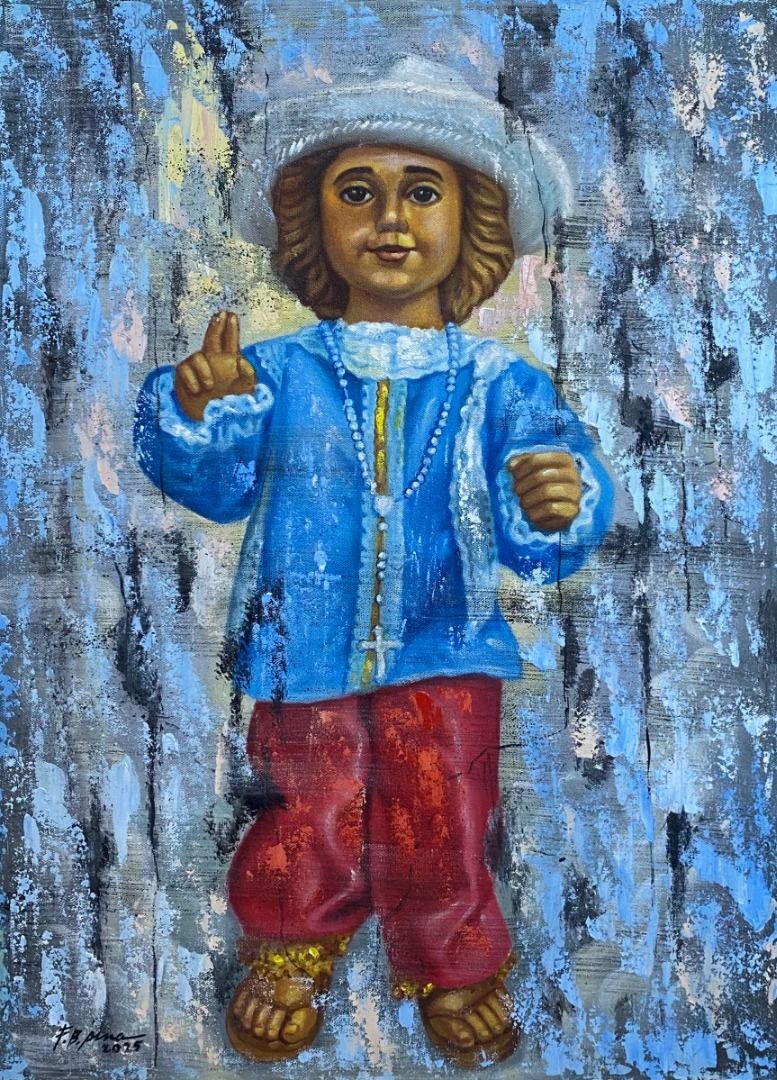 Sto. Niño - Fernando B. Sena (Category: Art & Prints) located in Taguig. Submitted by drybrushgallery (Listing ID 1461852717, Image 1). Description: Sto. Niño Fernando B. Sena, 2025 Acrylic and Oil on Canvas Artwork Dimension: 28" x 20" with Certificate of Authenticity PM FOR INQUIRY 0917 565 2917.