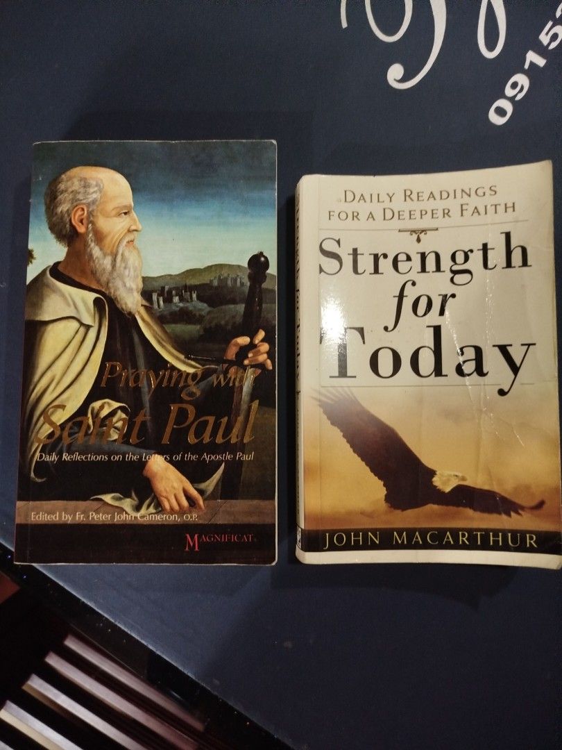 Strength for Today & Praying with Saint Paul Books (Category: Storybooks) located in Paranaque City. Submitted by kaceys_closet (Listing ID 1461852582, Image 1). Description: - Two books for your spiritual journey. - 'Strength for Today': Daily readings for deeper faith. - 'Praying with Saint Paul': Daily reflections on Apostle Paul's letters. - Ideal for personal devotion and understanding scripture. - Get both books for a complete spiritual rea