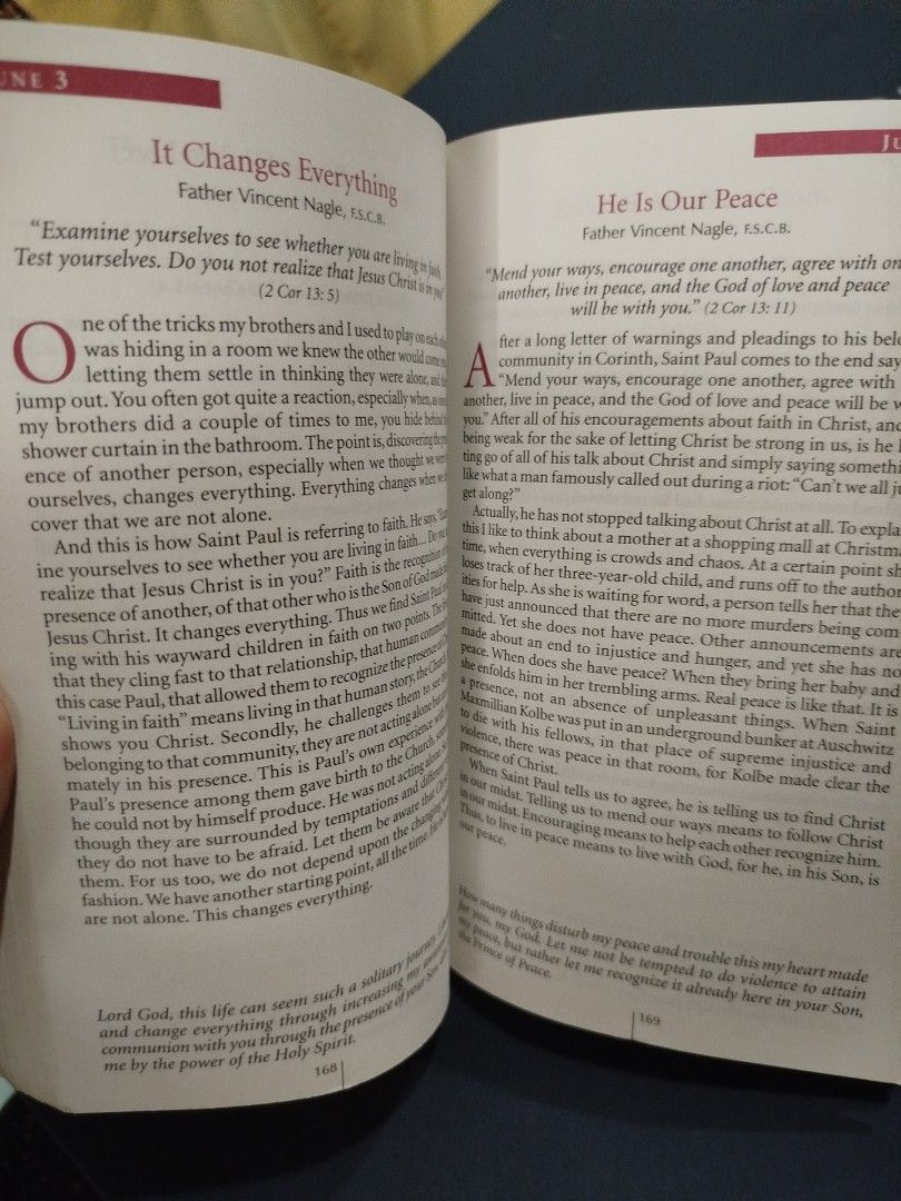 Strength for Today & Praying with Saint Paul Books (Category: Storybooks) located in Paranaque City. Submitted by kaceys_closet (Listing ID 1461852582, Image 3). Description: - Two books for your spiritual journey. - 'Strength for Today': Daily readings for deeper faith. - 'Praying with Saint Paul': Daily reflections on Apostle Paul's letters. - Ideal for personal devotion and understanding scripture. - Get both books for a complete spiritual rea