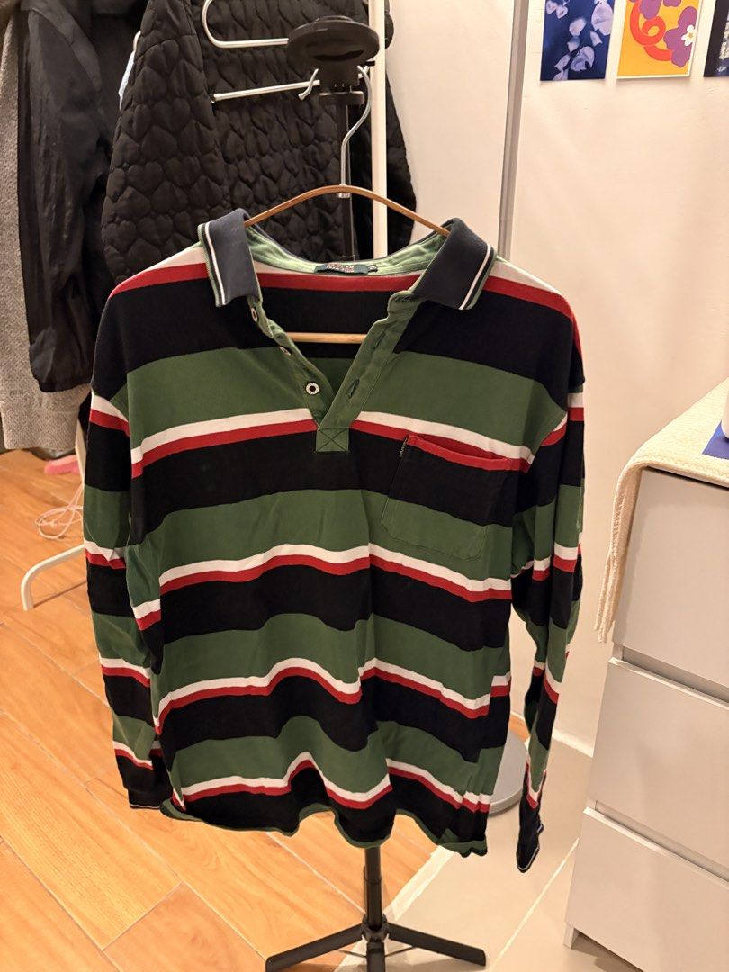 Stripes Long Sleeve Polo Shirt (Category: Tshirts & Polo Shirts ) located in Mandaluyong City. Submitted by boopiefinds (Listing ID 1461983142, Image 1). Description: Thrifted.