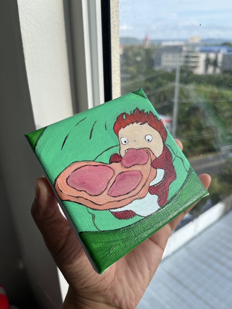 Studio Ghibli Ponyo Mini Acrylic Painting (Category: Art & Prints) located in Iloilo. Submitted by ggukiesells (Listing ID 1461936431, Image 3). Description: - Hand-painted mini canvas featuring Ponyo - 4x4 inches - includes original artwork, certificate of authenticity, and printed copy of artwork - loc: iloilo - mop: gcash/ maya/ bank transfer - mod: jnt exp.