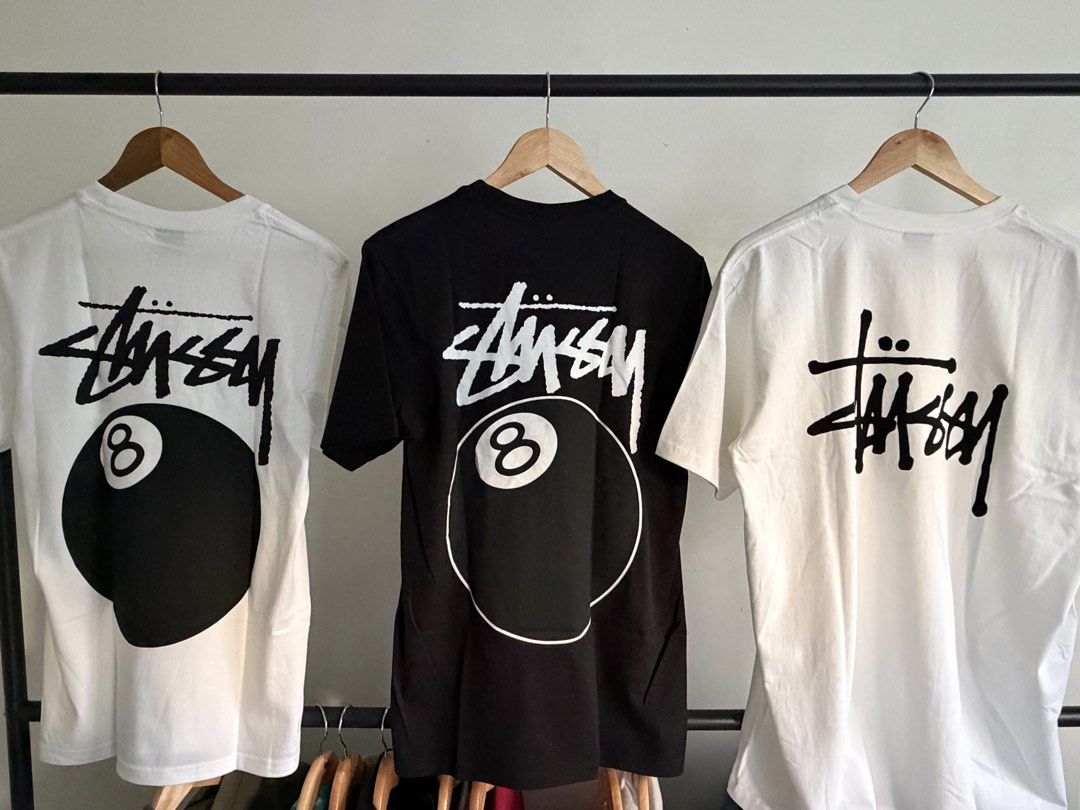 Stussy tee (Category: Tshirts & Polo Shirts ) located in Taguig. Submitted by jazzmanila (Listing ID 1461931114, Image 1). Description: WTS Stüssy 8 Ball Black and White tee Both size Small Brand new 4k each Stüssy Basic logo tee Size Large Brand New 4k 📍Taguig city.