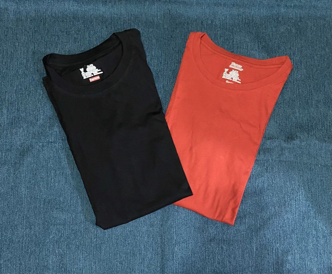 Supreme Hanes cotton colored shirts (Category: Tshirts & Polo Shirts ) located in Mandaluyong City. Submitted by aiztyle (Listing ID 1461821367, Image 2). Description: Brand NEW Supreme Hanes colored cotton shirts Buy 1 Take 1 only XL on tag Measurement: Chest 21” Length 30” SALE Php180.00 only.