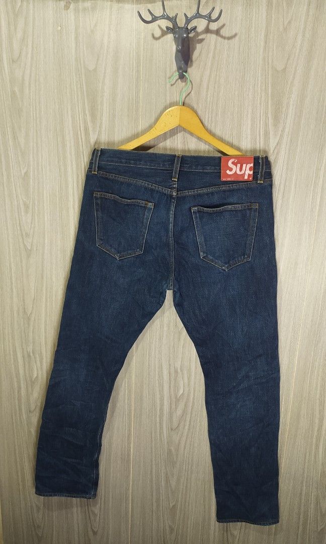 Supreme Selvedge Denim Jeans (Category: Jeans) located in Naga. Submitted by secondspinv2 (Listing ID 1461959167, Image 3). Description: Supreme Selvedge Denim Jeans ✅Size: 34 ✅Length: 41.5 ✅Hem: 7.5 ✅Color Rate: 9.5/10 ✅No Issue ✅Need Wash ✅Location: Bicol Naga City, Camarines Sur ✅Courier: J&T Express/Flash Express ✅MOP: Gcash only.