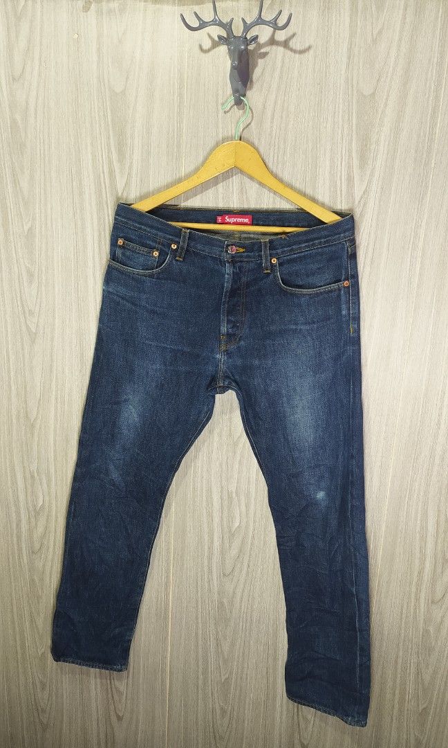 Supreme Selvedge Denim Jeans (Category: Jeans) located in Naga. Submitted by secondspinv2 (Listing ID 1461959167, Image 1). Description: Supreme Selvedge Denim Jeans ✅Size: 34 ✅Length: 41.5 ✅Hem: 7.5 ✅Color Rate: 9.5/10 ✅No Issue ✅Need Wash ✅Location: Bicol Naga City, Camarines Sur ✅Courier: J&T Express/Flash Express ✅MOP: Gcash only.