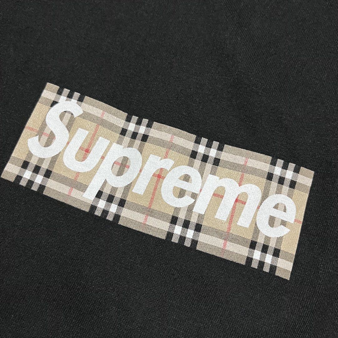 SUPREME X BURBERRY BOX LOGO TSHIRT (Category: Tshirts & Polo Shirts ) located in Matalom. Submitted by lusthades066353 (Listing ID 1461905977, Image 2). Description: SUPREME x BURBERRY BOX LOGO TSHIRT VERY GOOD CONDITION Sz XL (23.5x29) ISSUE ON PIC 700+SF PM ME‼️.