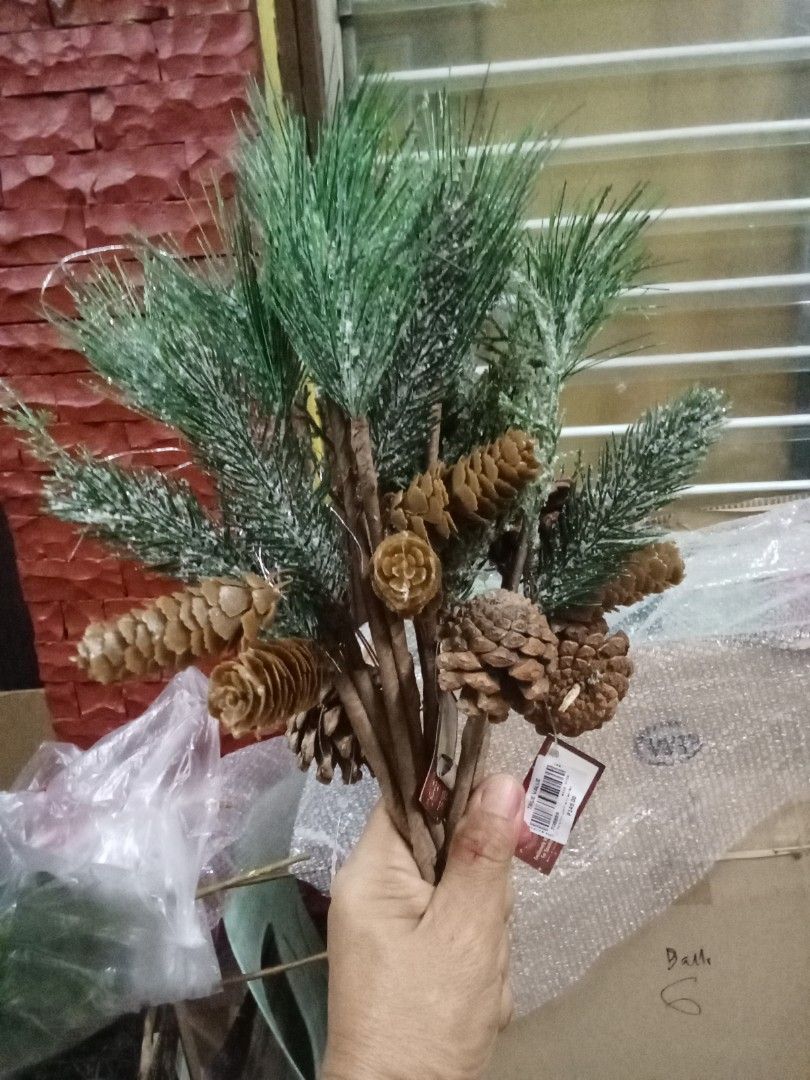 Take all 8 Pineleaves w/cones (Category: Other Home Decor) located in Rizal. Submitted by ellengreen18 (Listing ID 1461971705, Image 2). Description: Mall Pullout MOP: Gcash only Sf for buyer's account Delivee thru Lalamove,Grab or JNT.