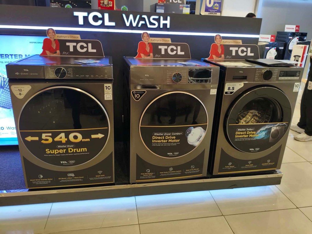 TCL FRONT MIMK (Category: TV) located in Manila. Submitted by may572156 (Listing ID 1461969584, Image 1). Description: TCL FRONT LOAD INVERTER WASHING MACHINE TWF60-P60 - 14,500 TWF65-P60-14,600 TWF75-P60 7.5 KG SRP 23,995 Cash: 16,500 TWF85-S30DG. 8.5 KG SRP 28,995 Cash: 20,800 COMBO TWF105-C20 SRP 35,995 CASH 22,400 Twd120/c682dg Cash 30,100 TWD105-S30DG CASH 27,300 heat pump dryer TDH100-S30DG CASH 37,500 Brand new and sealed with warranty and
