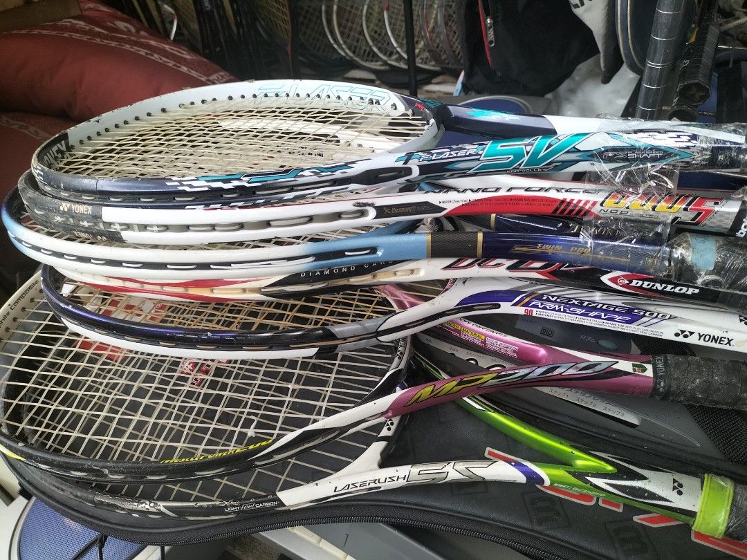 tennis racket SOFT TENNIS (Category: Racket and Ball Sports) located in Cainta. Submitted by banzvi73 (Listing ID 1461904387, Image 1). Description: 275 each only FIRM preloved, original no cracked as is WYSIWYG, expect some head scratches location Cainta Rizal .