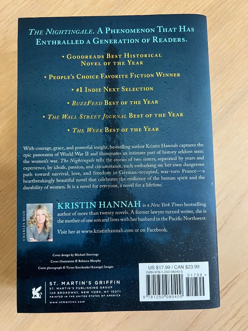 The Nightingale by Kristin Hannah (Category: Storybooks) located in Caloocan City. Submitted by mariannea16793 (Listing ID 1461798429, Image 2). Description: - #1 New York Times Bestseller: The Nightingale by Kristin Hannah - A captivating novel about love and war - Soon to be a major motion picture adaptation - Perfect for fans of historical fiction Brand new authentic copy from FullyBooked..