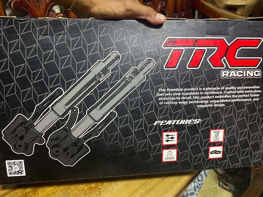 TRC Racing Front Shock Absorbers for Aerox V1/V2 (Category: Other Motorcycles Parts and Accessories) located in Manila. Submitted by johnoliver25248 (Listing ID 1461978952, Image 2). Description: - TRC Racing front shock absorbers for Aerox V1/V2/V3 - Model: TRC-00025-001 - Color: Bright White - Feature: CNC adjustable compression - Condition: Brand new, in original packaging - Quality: High quality with innovative design for unparalleled perform