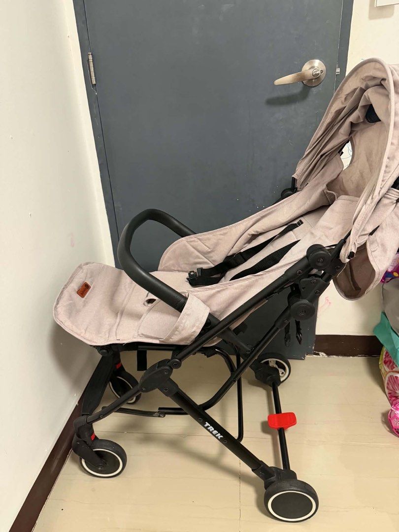 TREK Lightweight Baby Stroller (Category: Strollers) located in Pasig City. Submitted by tintin.v1 (Listing ID 1461911787, Image 2). Description: - Lightweight and easy to carry for travel - Folds compactly for convenient storage - Adjustable harness ensures child's safety - Canopy provides ample shade - Smooth-rolling wheels for easy maneuverability - Ideal for parents who are always on the go - Note: Minor scuffs on frame and wheels from normal