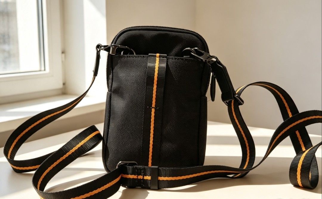 TUMI | McLaren Fuel Small Crossbody (Category: Cross-body Bags) located in Manila. Submitted by trplxn (Listing ID 1461830930, Image 3). Description: TUMI x McLaren limited-edition crossbody pouch. Premium black nylon with carbon fiber detail & McLaren orange accents. Versatile, durable, excellent condition! Rare piece — great for daily use or collection. Message for more product details!.