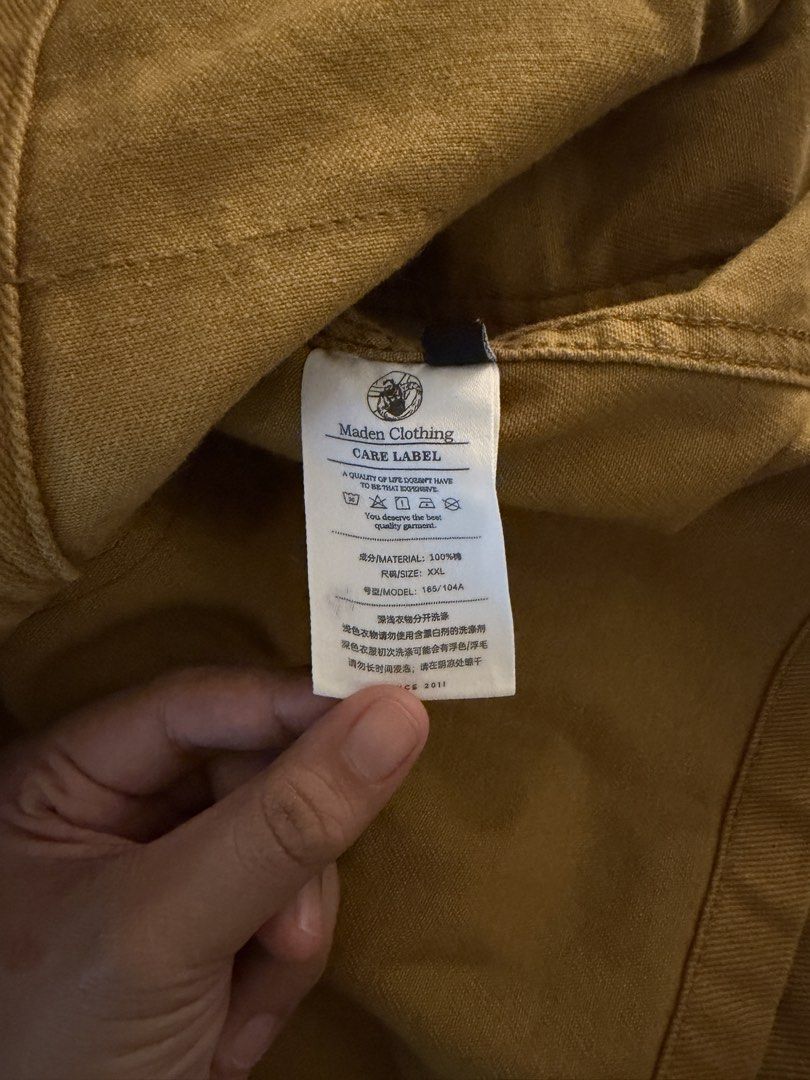 Maden Uncle Fu Work Jacket (Category: Coats, Jackets and Outerwear) located in Quezon City. Submitted by nkki11 (Listing ID 1461864488, Image 3). Description: - Maden Uncle Fu Work Jacket - 2 Front Pockets, 1 Back Pocket - Complete buttons - Measurements available in the photos.