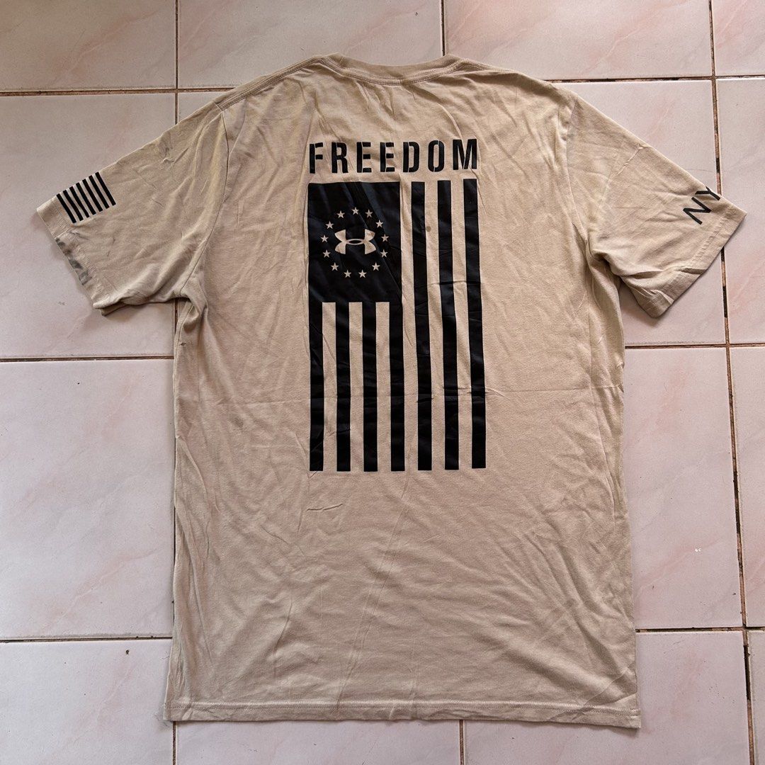 Under armour shirt 🔥 (Category: Activewear) located in Jinoba-an. Submitted by eegiboy (Listing ID 1461862147, Image 2). Description: Wts: Under armour freedom shirt size medium dimes: 20/28 Excellent condition issue: washable stain 550plussf Dm me if interested thankyou.