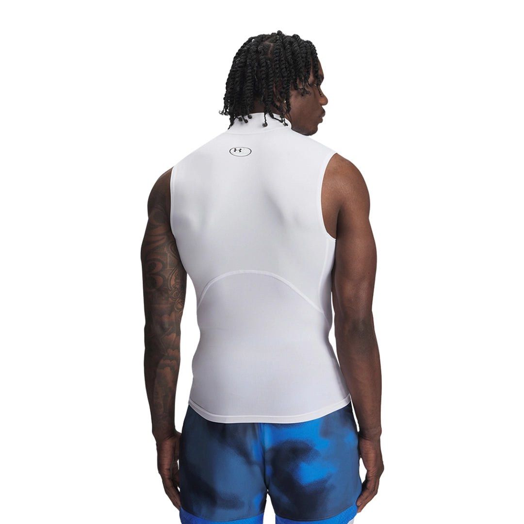 Under Armour White Sleeveless Mock Neck Compression Top (Category: Sleeveless) located in Davao. Submitted by eyedea300064714 (Listing ID 1461937611, Image 2). Description: UA Men Heatgear Armour Compression Mock Sleeveless Good as new Condition Size Medium Width: 15.5 (Stretchy) Length: 24 .