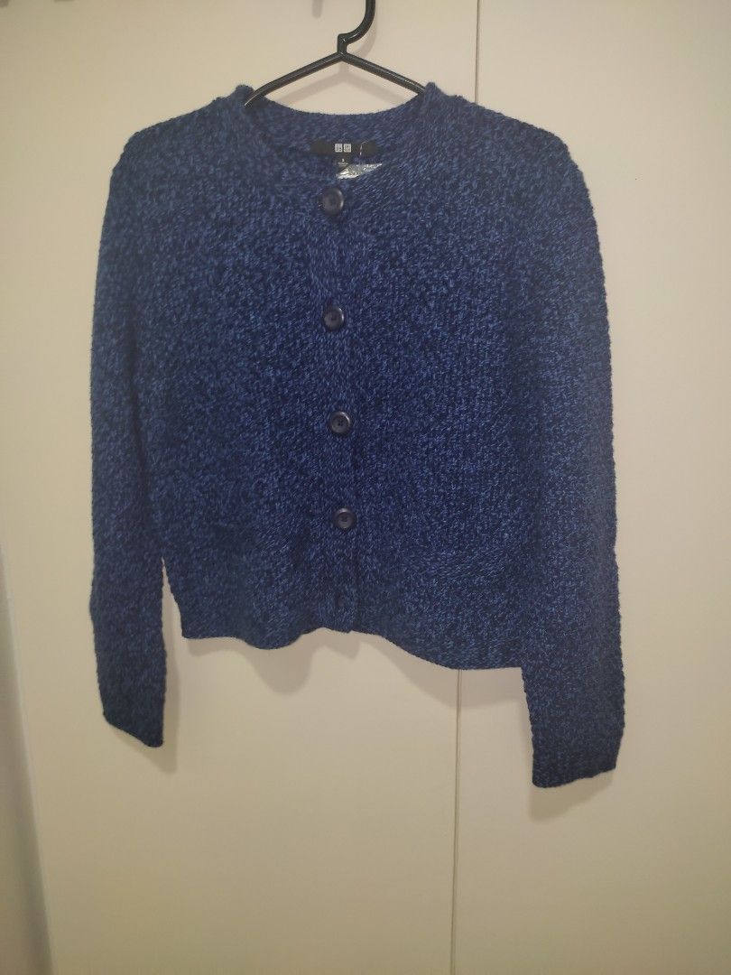Uniqlo blue cardigan (Category: Coats, Jackets and Outerwear) located in Pasay City. Submitted by mirabrie (Listing ID 1461865368, Image 3). Description: sf included for fees P200 below, excess shoulder by buyer.