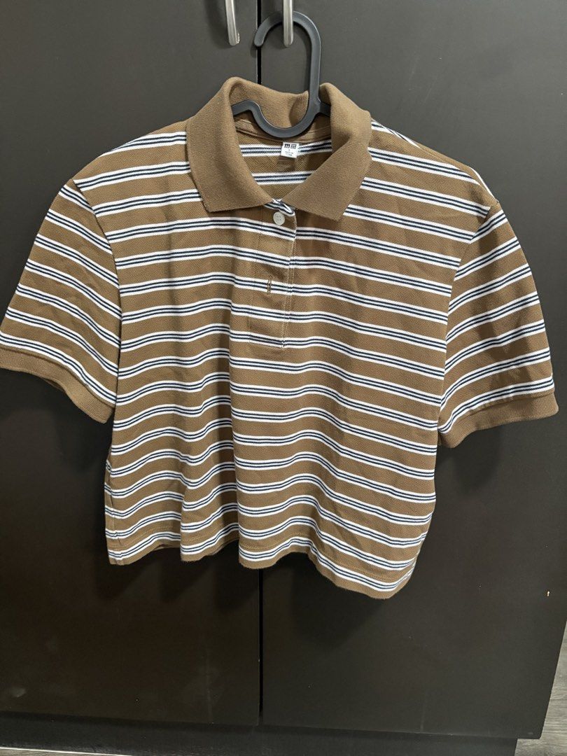 Uniqlo Striped Polo Shirt & Basic Tees Bundle (Category: Tshirts & Polo Shirts ) located in Las Pinas. Submitted by beissmart (Listing ID 1461810566, Image 2). Description: - Bundle of 3 short-sleeved tops - Includes: 1 brown & white striped polo shirt - Includes: 1 lime green basic tee - Includes: 1 black & white striped basic tee - Ideal for casual wear - Versatile for mixing and matching.