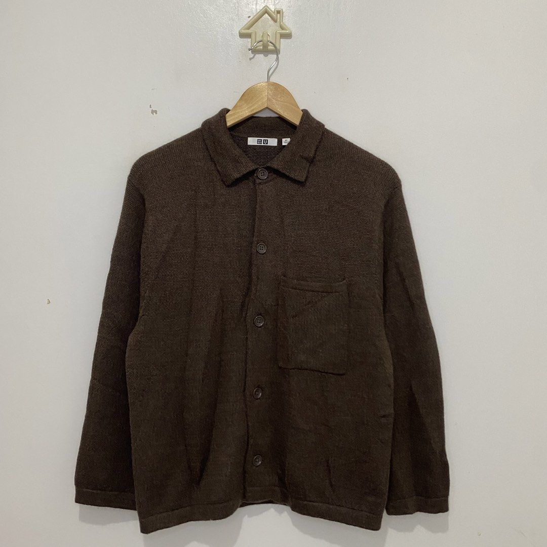 Uniqlo U Knitted Overshirt Jacket (Category: Coats, Jackets and Outerwear) located in Tanauan. Submitted by flexingthriftsph (Listing ID 1461952547, Image 1). Description: Uniqlo U Knitted Overshirt Jacket XS on tag 19 inches - chest 24 inches - length Excellent condition -800.00.