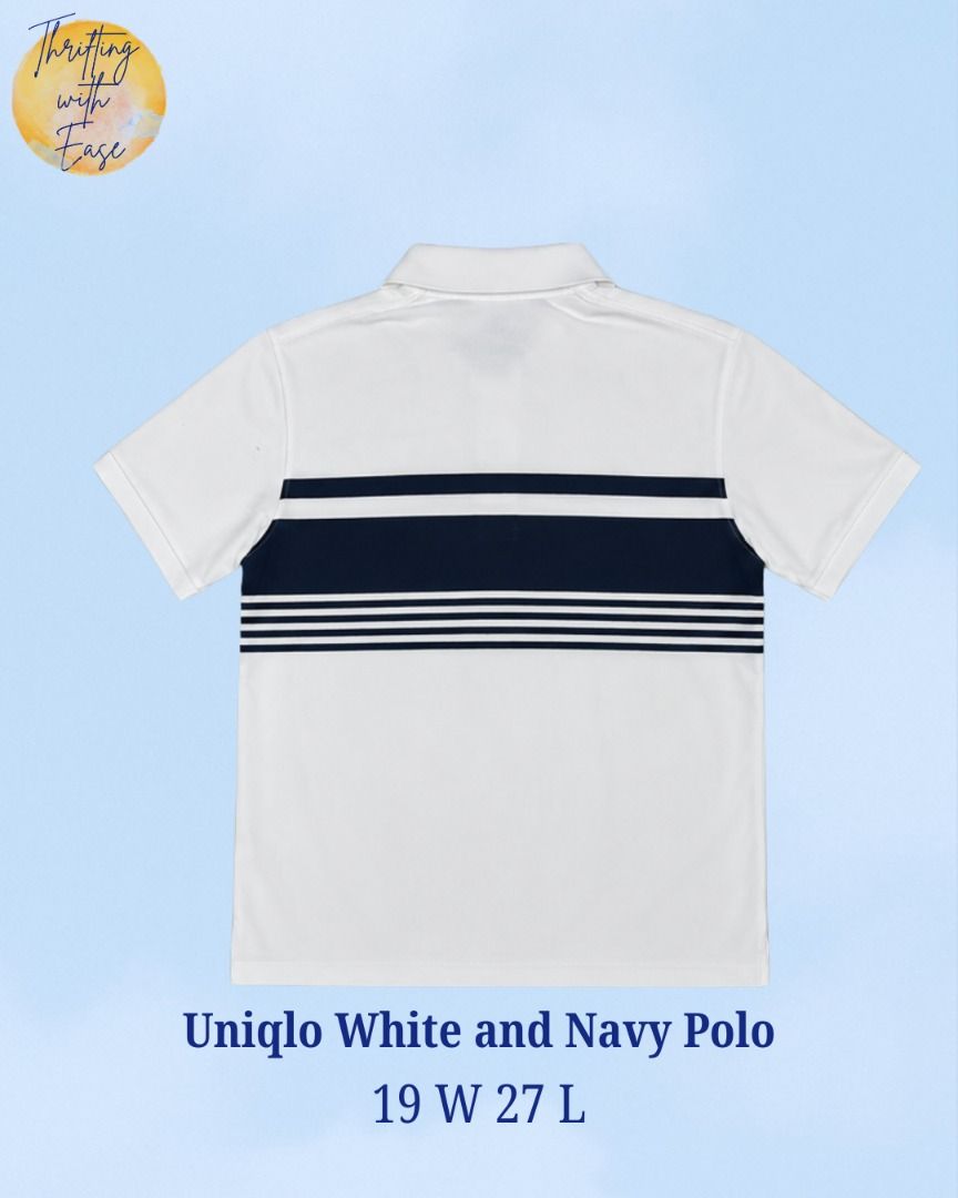 Uniqlo White and Navy Polo (Category: Tshirts & Polo Shirts ) located in Manila. Submitted by tr_w_ez (Listing ID 1461841587, Image 2). Description: Thrifting with ease is not affiliated or associated with any of the brands featured. All trademarks and copyrights reserved to the original brand holders. Size: OSFA Condition: 10/10 Color rate: 10/10 Issue: None Note📌: Comment mine or dm me for payment & shipping Take Note: 🚨Items are thrifted or 
