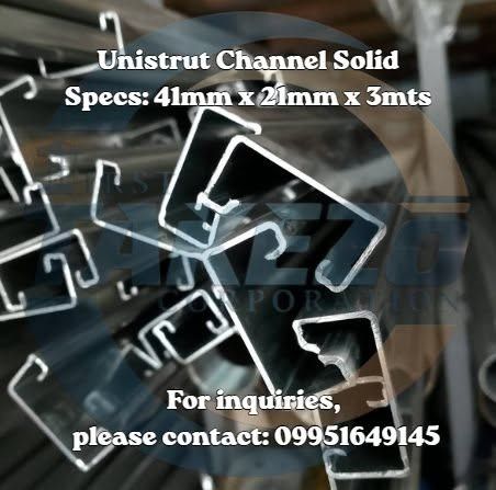 Unistrut Channel Solid Specs: 41mm x 21mm x 3mts (Category: Home Improvement Tools & Accessories) located in Manila. Submitted by 09171479278_elsie. (Listing ID 1461850326, Image 1). Description: Unistrut Channel Solid Specs: 41mm x 21mm x 3mts.