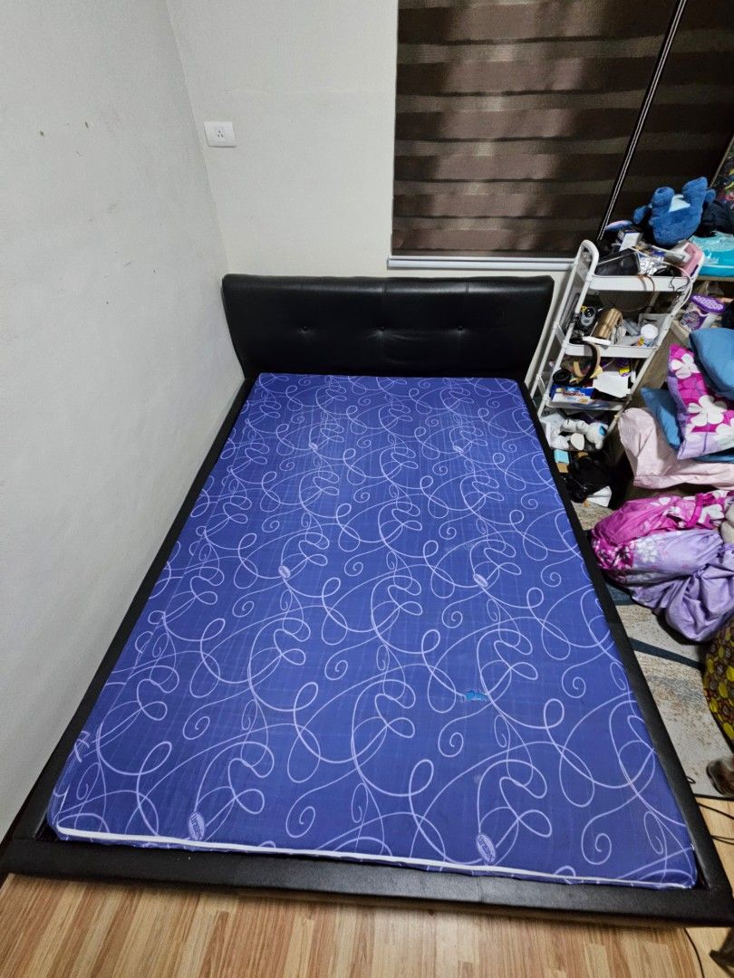 Uratax Foam Single Bed Frame with Mattress (Category: Bed Frames & Mattresses) located in Manila. Submitted by noblestone-83c2 (Listing ID 1461980285, Image 2). Description: FOR SALE: BEDFRAME & URATEX MATTRESS* *‼️Price: ₱8,000 set (Pick-up )/Delivery(shouldered by buyer) Negotiable Location: Soldiers Hills Village‼️* *DETAILS:* *1. Bedframe* - Size: 60" x 79" double size - Condition: Used for 1 year. *2. Uratex Foam Mattress* - Size: 54" x 75" 