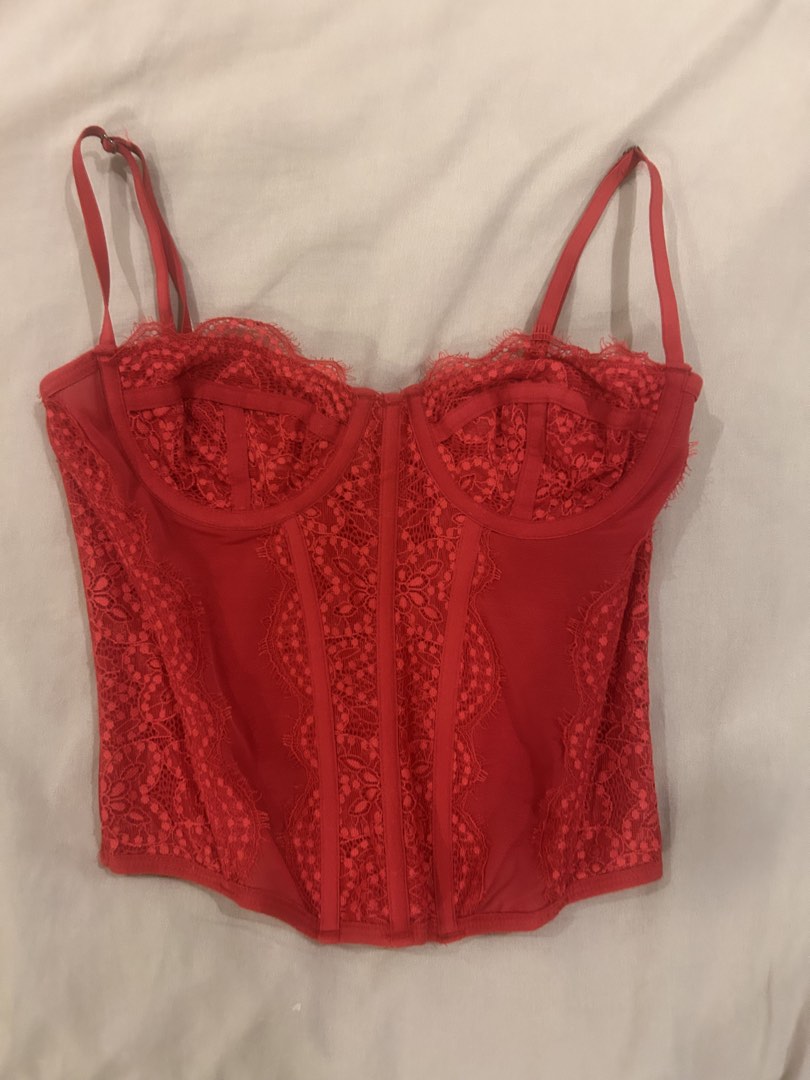 urban outfitters out from under red corset top, Women's Fashion, Tops ...