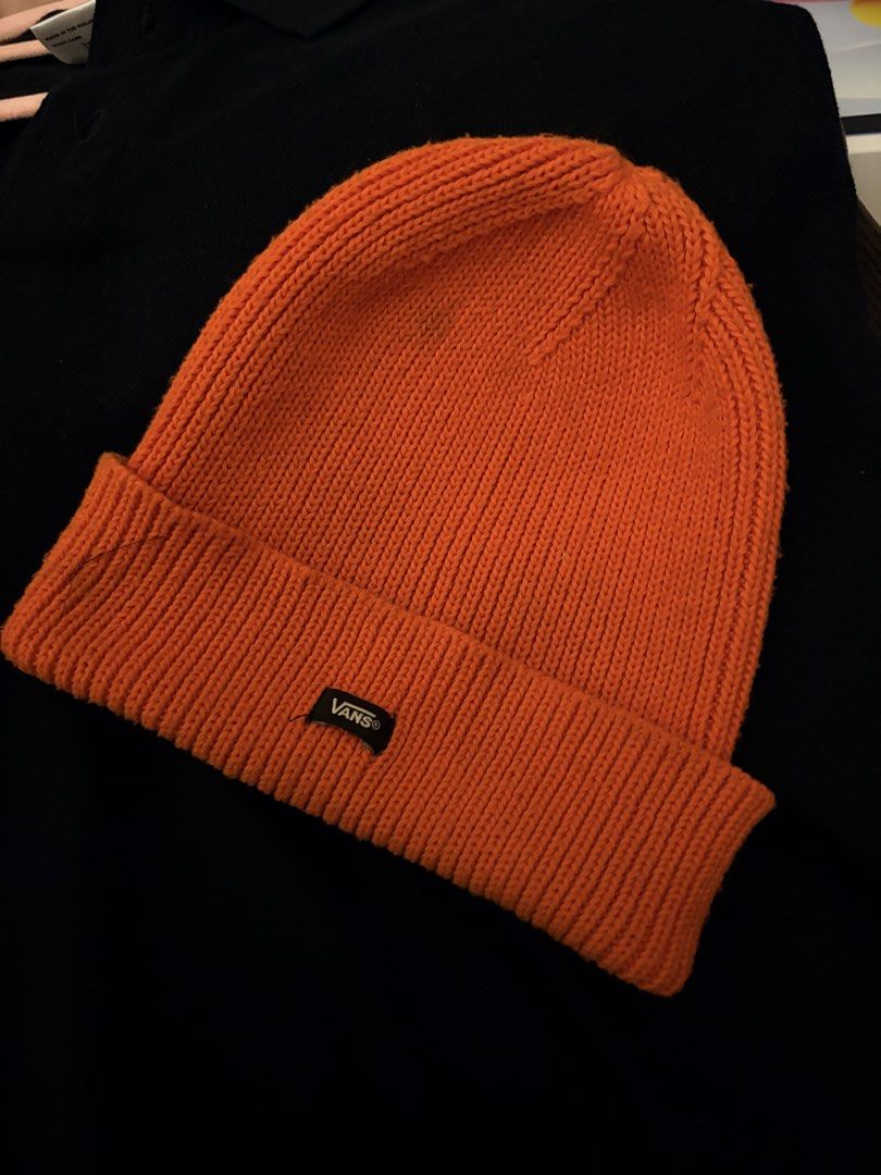 Vans Orange Knit Beanie (Category: Caps & Hats) located in Manila. Submitted by finderskeepersmnl_092026 (Listing ID 1461959165, Image 1). Description: - Orange Vans beanie - Ribbed knit material for warmth - Classic Vans logo patch on the front - Made in Indonesia - Ideal for keeping warm during colder days.