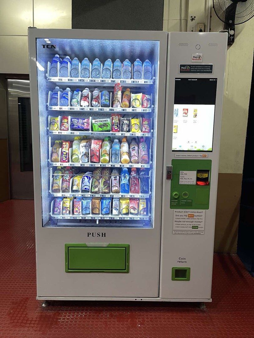 Vending Machine (Category: Everything Else Others) located in San Juan City. Submitted by kriszy_coo (Listing ID 1461833906, Image 2). Description: TCN vending machine with cash and coin system. 2023 Refrigerator works good Wifi to monitor sales. Updated bill and coin acceptor, only a few months old. Compressor fan replaced 6 months ago. Bottom trays repainted RFS: Replaced with 2 smaller units in the same space Machine location is in San Juan Ci