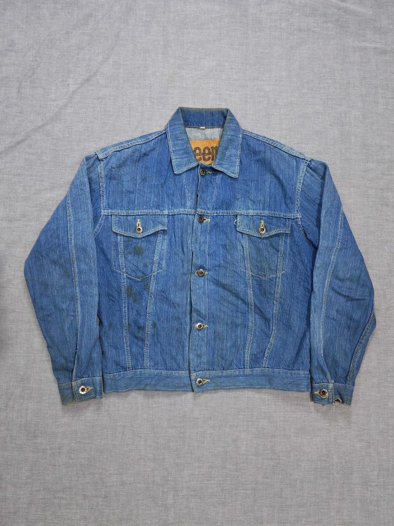 vintage Leem selvedge denim jacket (Category: Coats, Jackets and Outerwear) located in Baguio. Submitted by used_clothing2600 (Listing ID 1461851073, Image 1). Description: vintage Leem selvedge denim jacket size large good condition pit to pit 21.5 length 23 shoulders 19 sleeve length 22.5 P 3,880.
