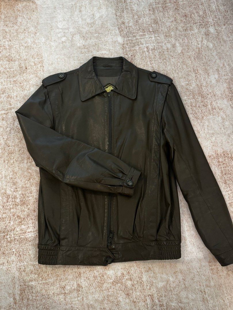 Vintage Olive French Leather Jacket (Category: Coats, Jackets and Outerwear) located in Makati City. Submitted by ilovefruitrollups (Listing ID 1461835070, Image 1). Description: .