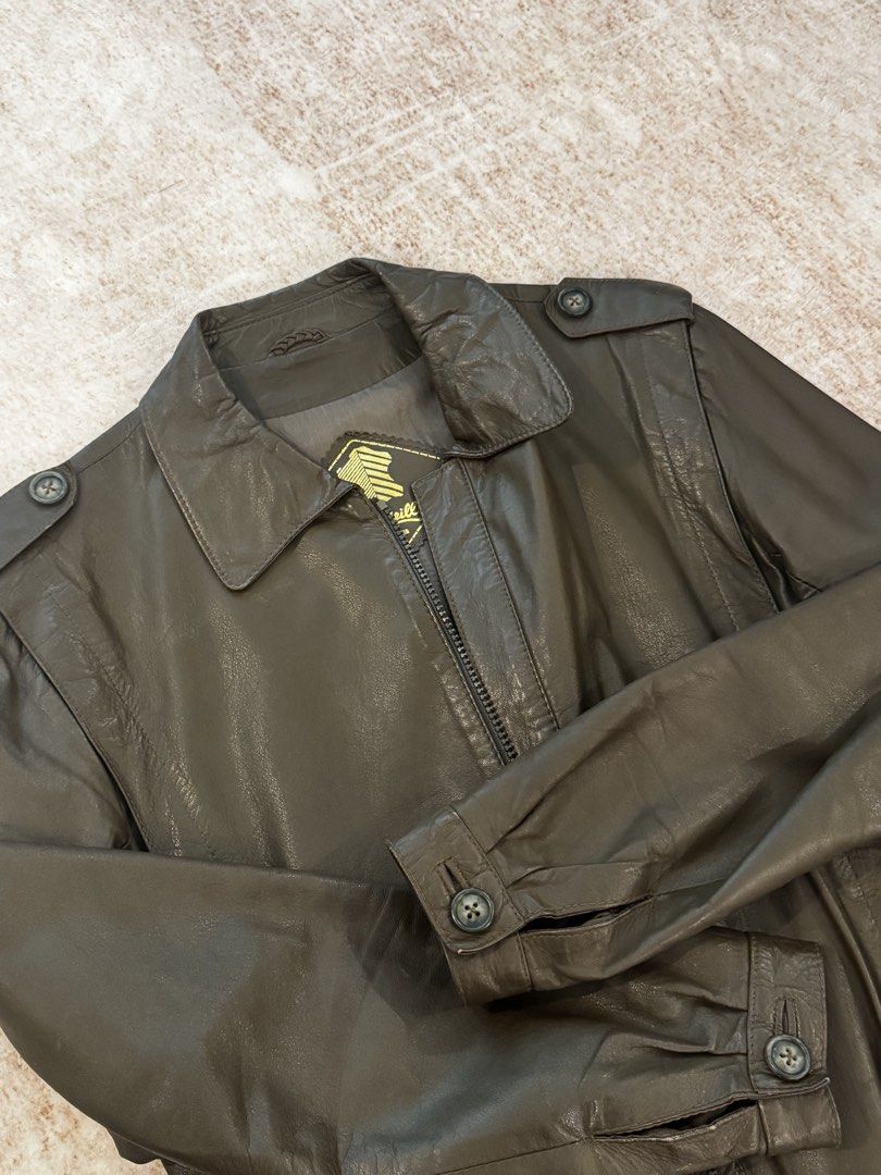 Vintage Olive French Leather Jacket (Category: Coats, Jackets and Outerwear) located in Makati City. Submitted by ilovefruitrollups (Listing ID 1461835070, Image 2). Description: .