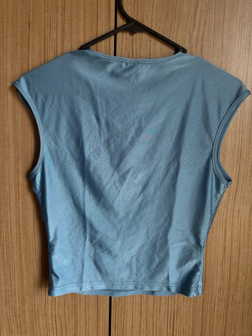 Vintage y2k cyan blue top (Category: Blouses) located in Caloocan City. Submitted by 2ndfash (Listing ID 1461820851, Image 3). Description: Small on tag fits small to med.