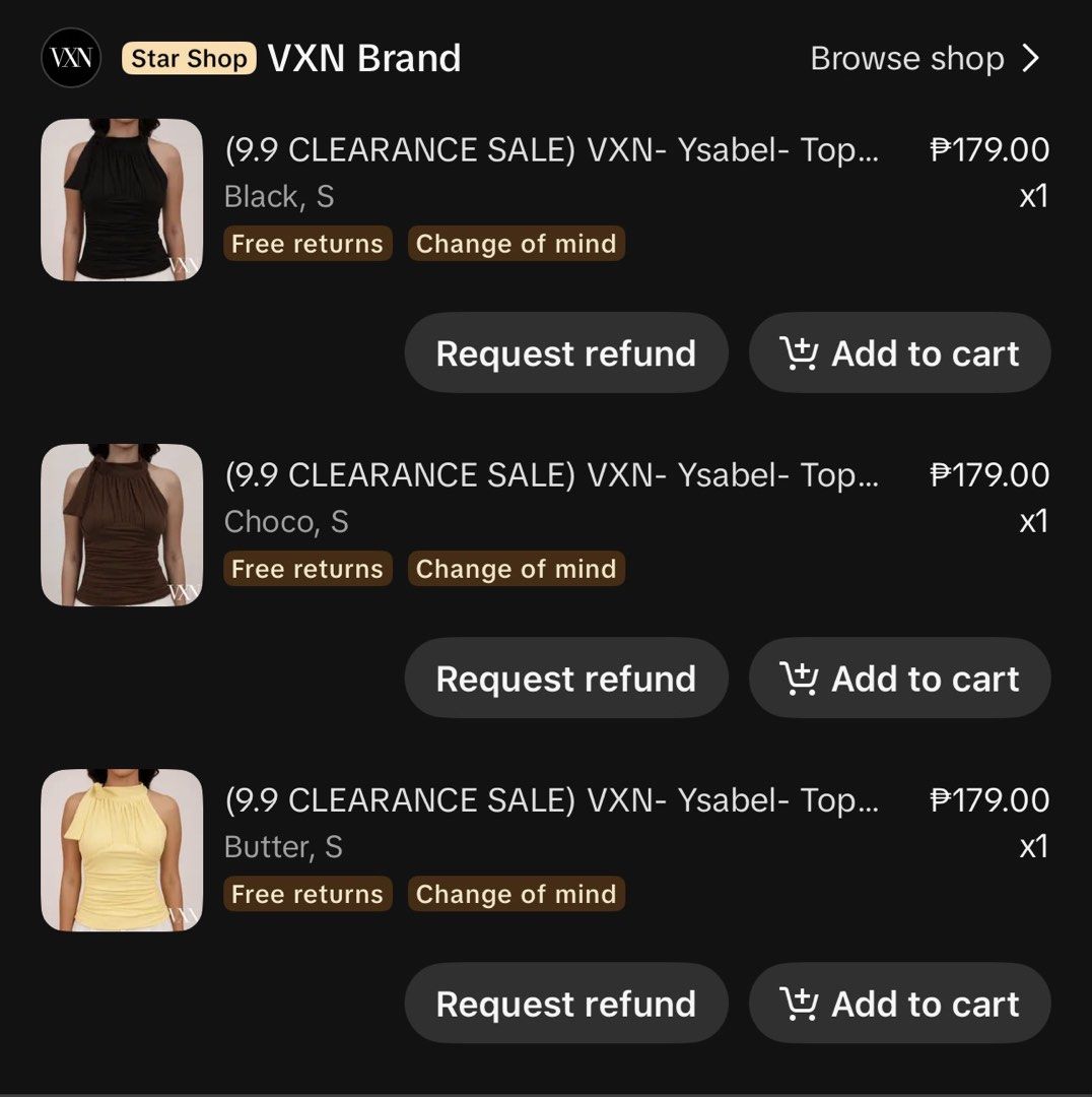 VXN Ysabel Ruched Halter Top SIZE S (Category: Sleeveless) located in Malabon City. Submitted by kitzeune (Listing ID 1461821894, Image 1). Description: - brand new - comes with the packaging - never been worn or washed, arrived just few days ago rfs: not my style BUNDLE: get all for 400, free sf.