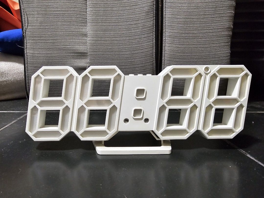 White 3D LED Digital Clock with Power Adapter (Category: Clocks) located in Pasig City. Submitted by dmtp7 (Listing ID 1461932717, Image 2). Description: - Modern white 3D LED digital clock - Clear and easy-to-read time display - Includes power adapter and cable - Ideal for desks or bedside tables - Simple setup and operation - Enhances any room with a contemporary feel RFS: decluttering MOP: GCash, bank transfer Location: Pasig City Shipping to 