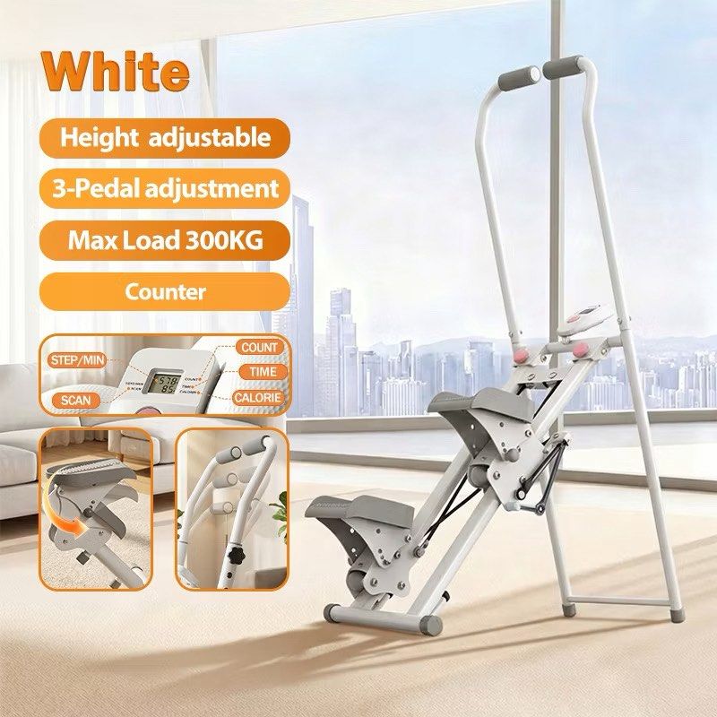 White Height Adjustable Stepper Machine with Counter (Category: Cardio & Fitness Machines) located in Quezon City. Submitted by bluefrenchorn (Listing ID 1461839927, Image 1). Description: - White stepper machine - Adjustable height - 3 pedal adjustments - Max load capacity: 300KG - Digital counter tracks: steps/min, count, time, calories - Ideal for home workouts Like new. Used 5x only..