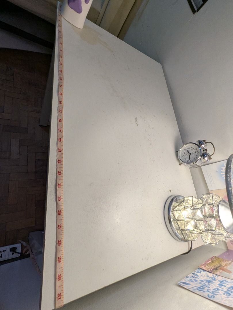 White Study Table with Free Philip Study Lamp ☺️ (Category: Tables & Sets) located in San Juan City. Submitted by norbkate (Listing ID 1461920450, Image 3). Description: - Versatile white desk, perfect for studying or working from home. - Spacious surface area with approximate dimensions of 120cm (length) x 60cm (width). - Surface has minor marks from normal use. - Selling because of an upcoming move. - This has been used for my WFH set up, ang d