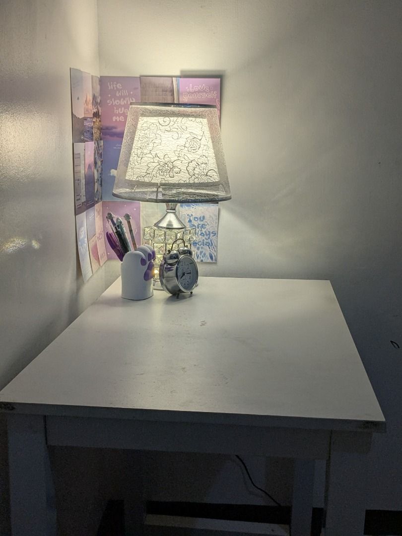 White Study Table with Free Philip Study Lamp ☺️ (Category: Tables & Sets) located in San Juan City. Submitted by norbkate (Listing ID 1461920450, Image 2). Description: - Versatile white desk, perfect for studying or working from home. - Spacious surface area with approximate dimensions of 120cm (length) x 60cm (width). - Surface has minor marks from normal use. - Selling because of an upcoming move. - This has been used for my WFH set up, ang d