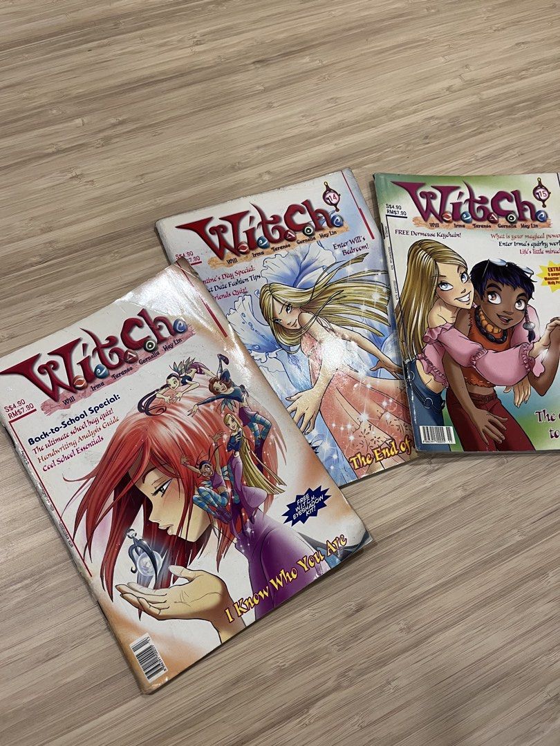 W.I.T.C.H. magazines bundle (29 issues) (Category: Magazines) located in Quezon City. Submitted by karrylsells (Listing ID 1461872920, Image 3). Description: Letting go of my collection of original W.I.T.C.H. comic magazines from the early 2000s. Perfect for collectors looking to complete their sets or millennials wanting a dose of nostalgia. ✨ Details: •Quantity: 29 issues total • Condition: Pre-loved. Pages are readable, but expect shelf wear a