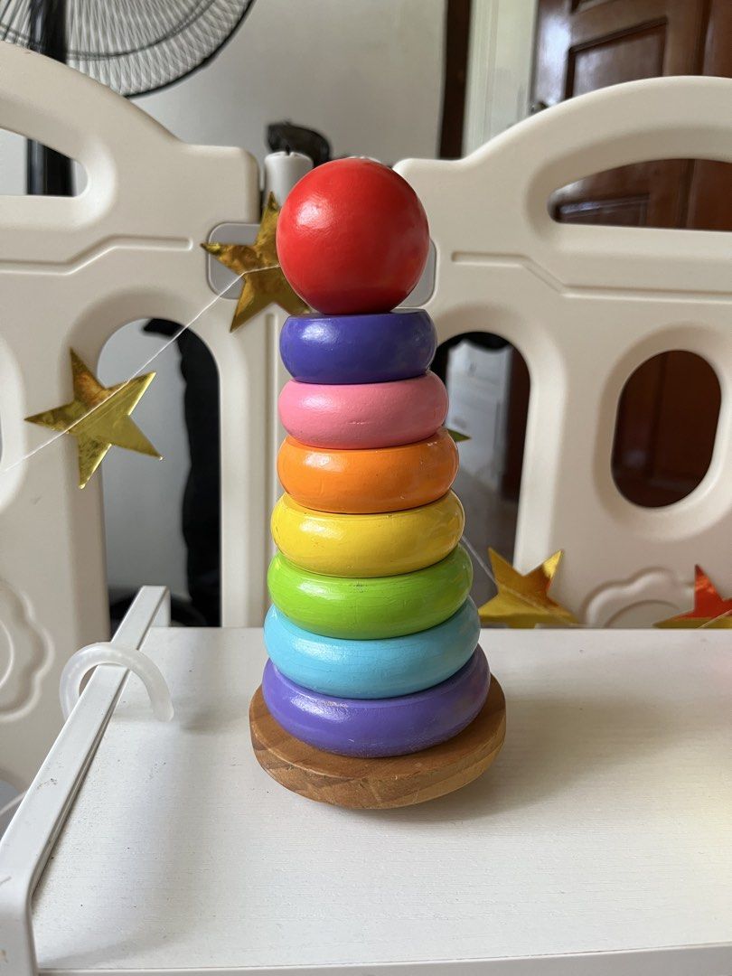 Wooden rainbow ring stacker (Category: Educational & Learning Toys) located in Batangas. Submitted by lovedbybien (Listing ID 1461820859, Image 1). Description: .